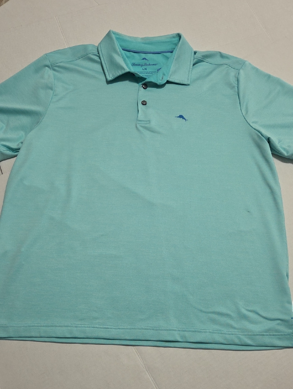 Tommy Bahama Light Aqua Polo with Blue Dolphin Logo New Never Worn